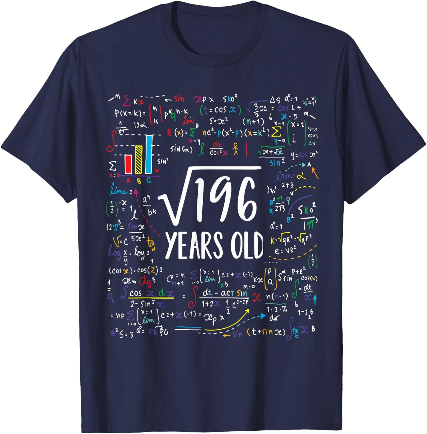 Square Root of 196 14th Birthday 14 Year Old Gifts Math Bday T-Shirt - T-Shirt | Navy