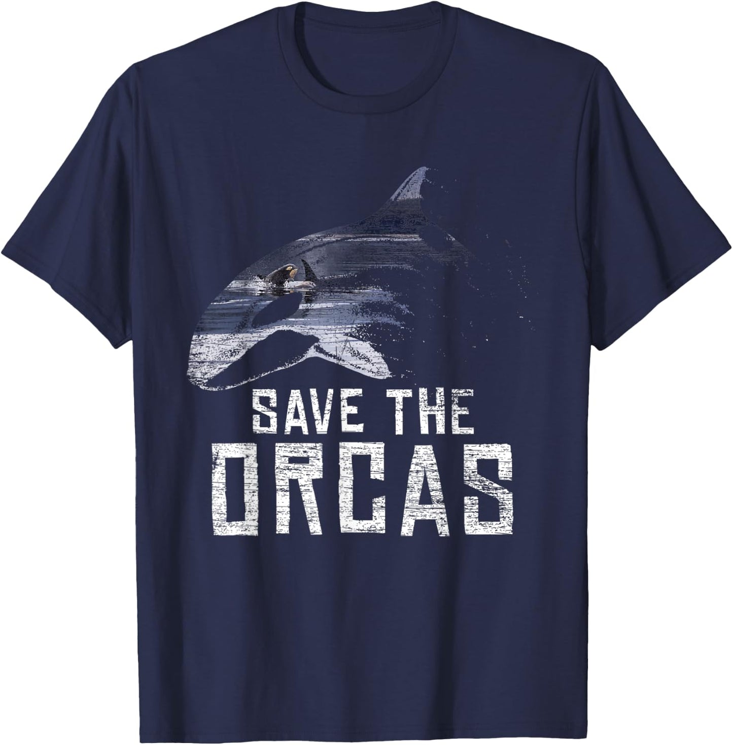 Vintage Earth Day Save The Orcas T-Shirt - T-Shirt | Navy