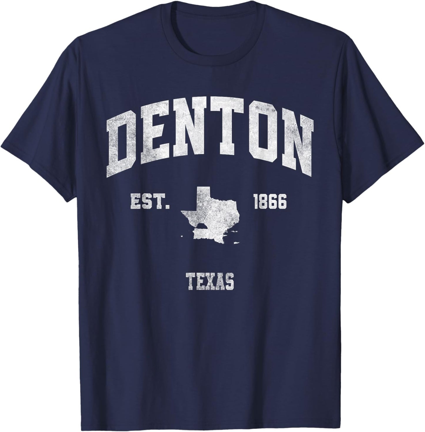 Denton Texas TX Athletic Throwback Souvenir T-Shirt - T-Shirt | Navy