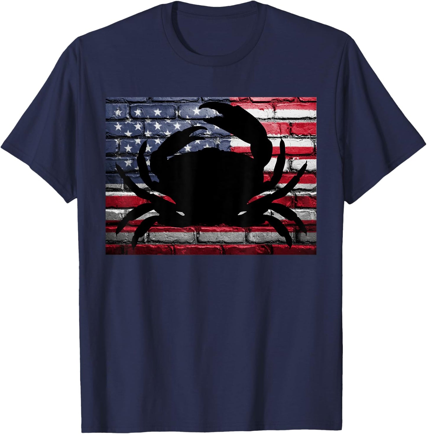 American Flag Crab Patriotic Crabbing Fishing Girls Kids Men T-Shirt - T-Shirt | Navy