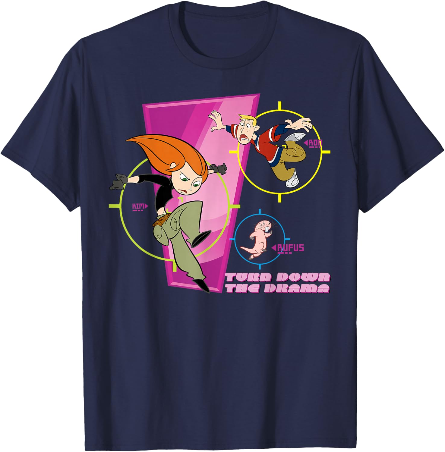 Kim Possible - Ron Rufus KP Turn Down The Drama T-Shirt - T-Shirt | Navy