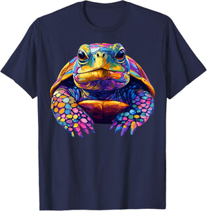 Colorful Box Turtle Pond Animal Lover Men Women Black T-Shirt - T-Shirt | Navy