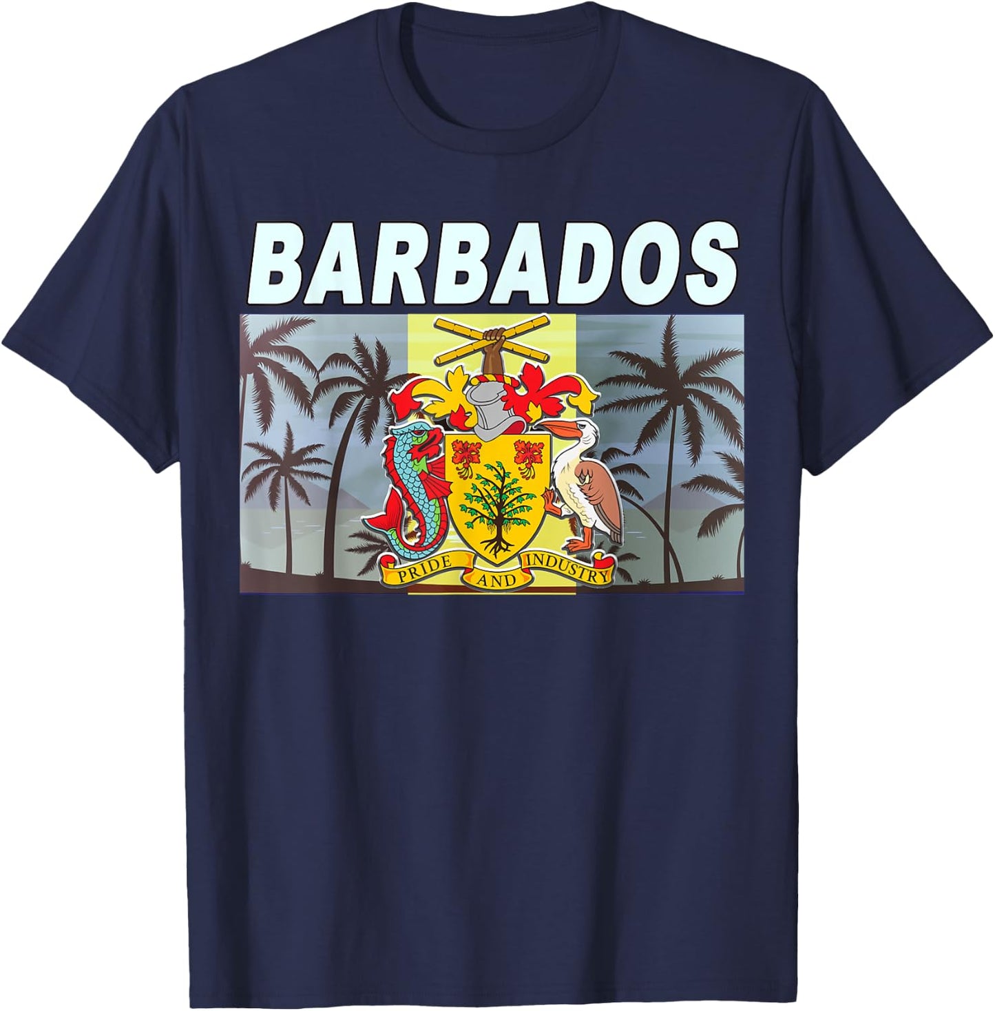 Caribbean Beach-inspired National Emblem & Flag of Barbados Women Kids T-Shirt - T-Shirt | Navy