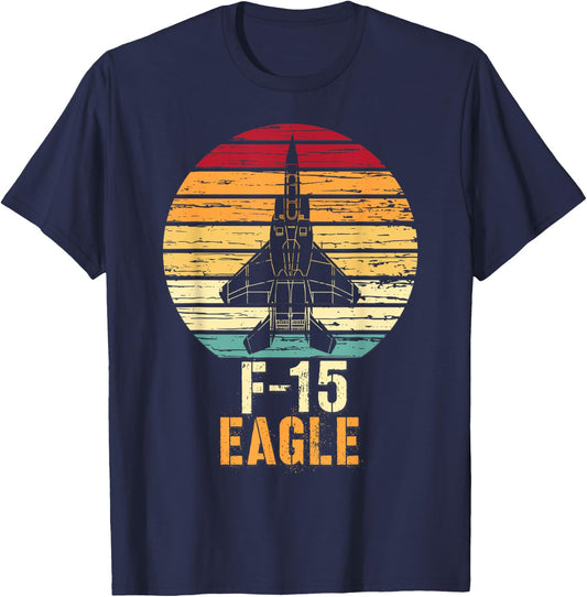 Vintage F-15 Eagle Fighter Jet Aviation Shirt T-Shirt - T-Shirt | Navy