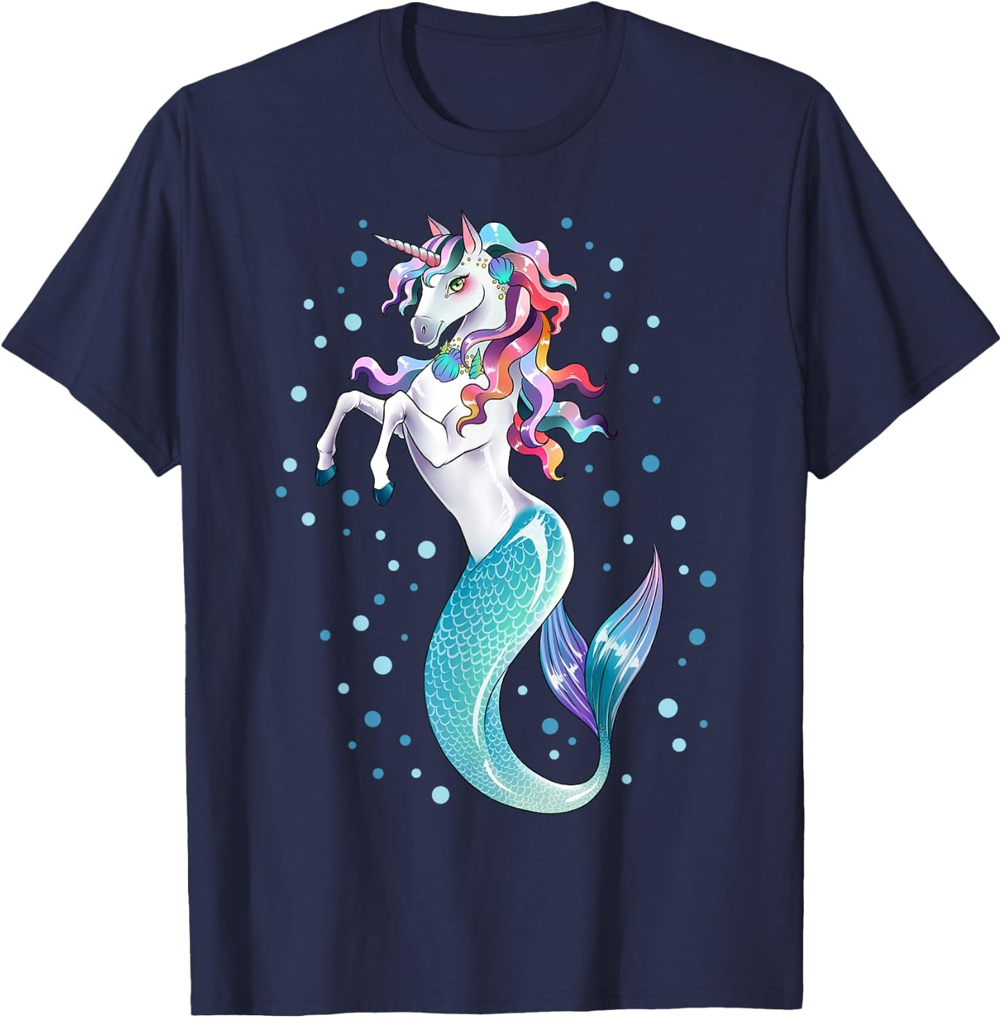 Unicorn Mermaid Mermicorn Girls Kids Women Rainbow Gifts T-Shirt - T-Shirt | Navy