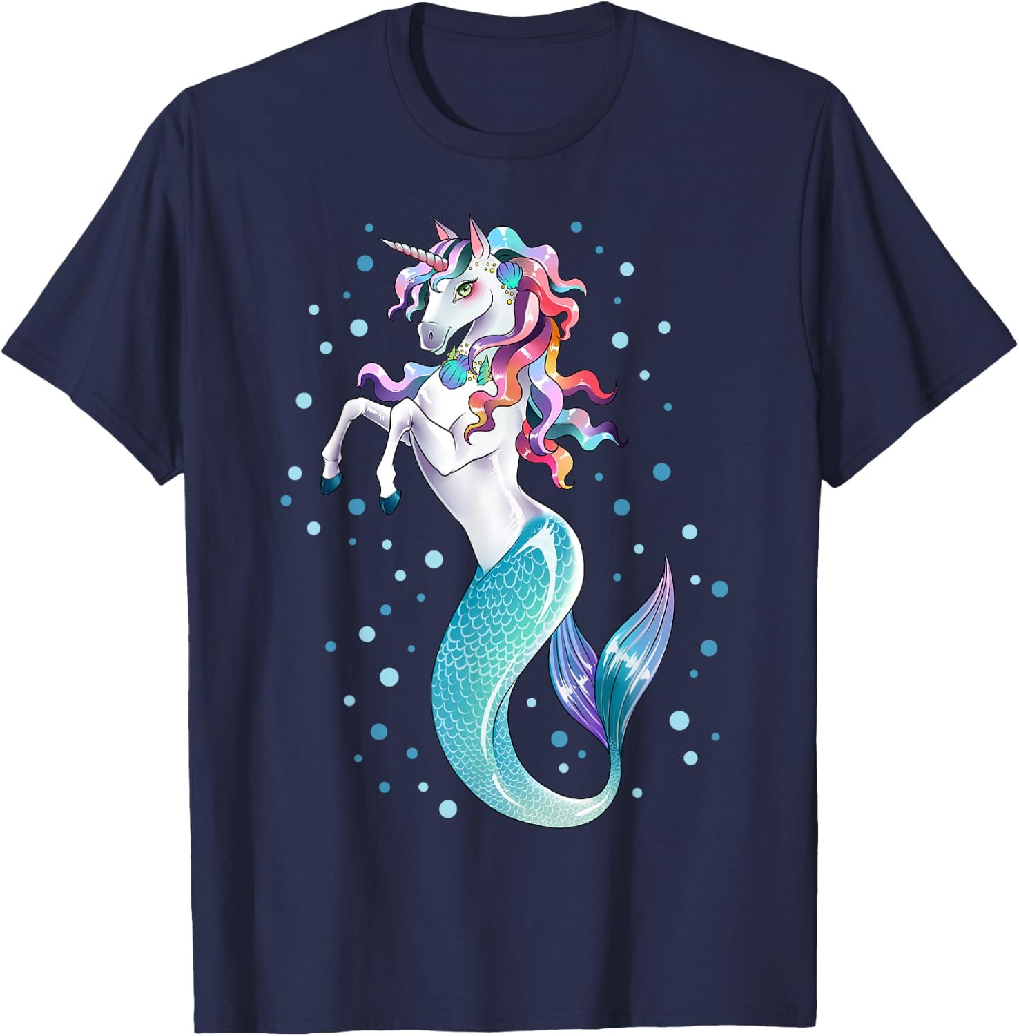 Unicorn Mermaid Mermicorn Girls Kids Women Rainbow Gifts T-Shirt - T-Shirt | Navy
