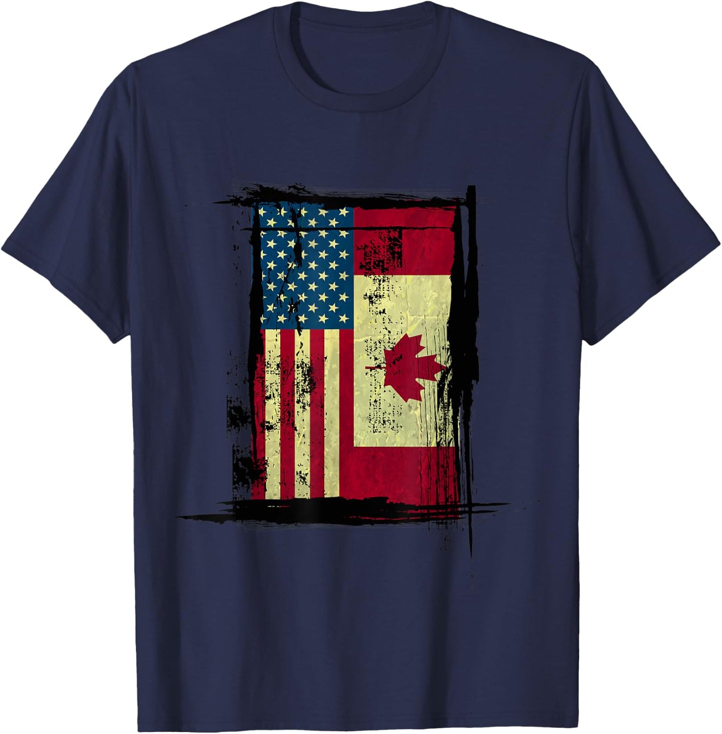 Canadian American Flag - Vintage Canada USA Women Kids Men T-Shirt - T-Shirt | Navy