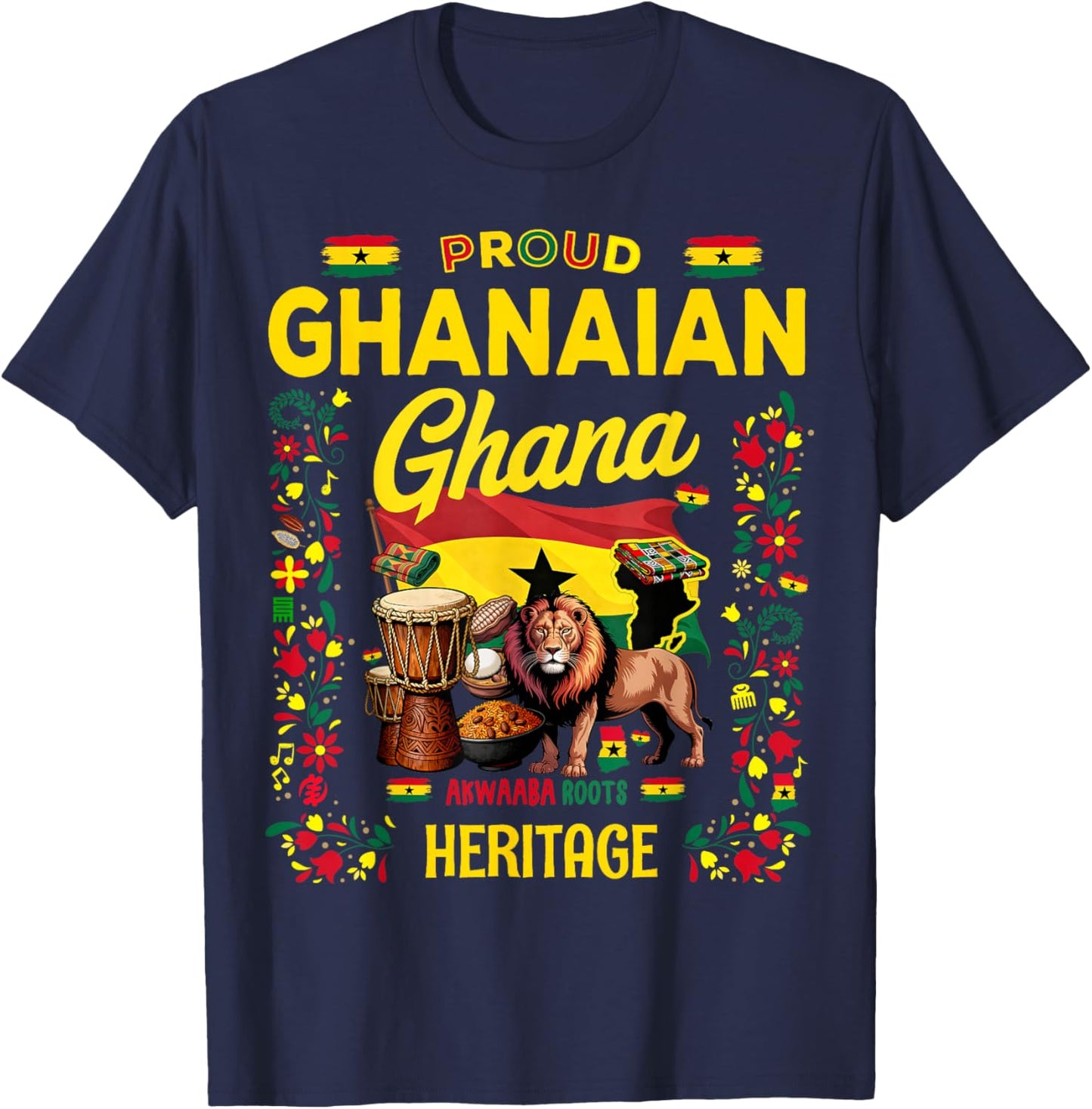Ghanaian Roots Outfit Idea for Kids & Ghana Flag Themed T-Shirt - T-Shirt | Navy