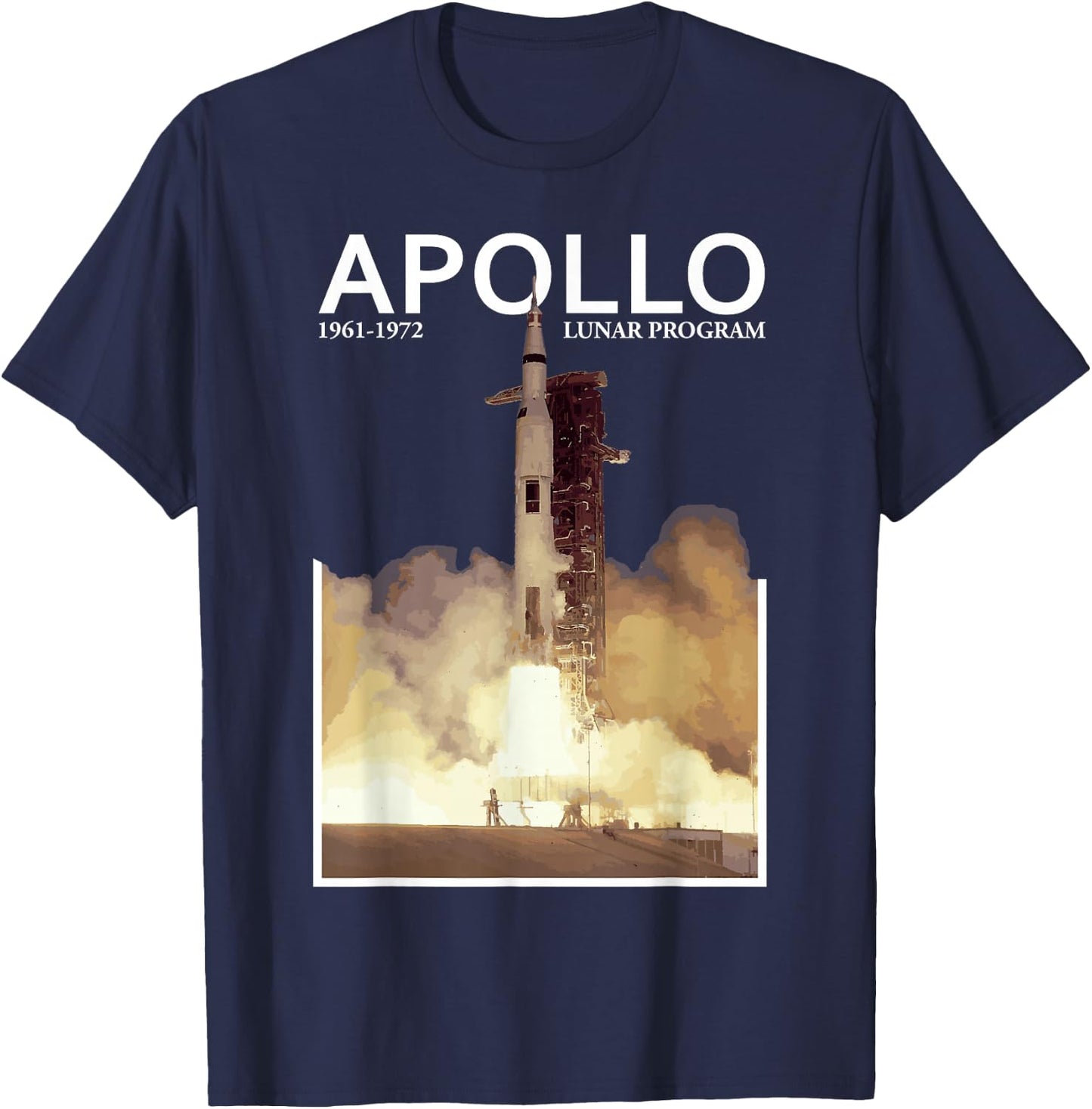 Apollo Lunar Gift Saturn V Rocket Moon Landing T-Shirt - T-Shirt | Navy