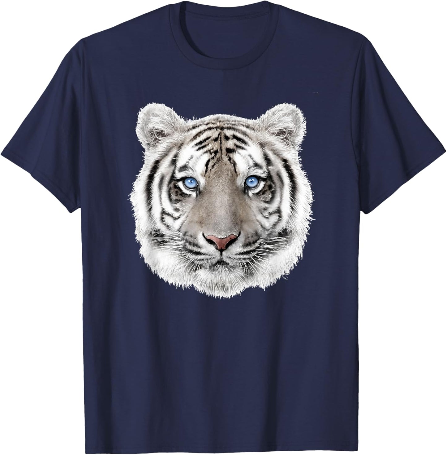 Bengal White Tiger Head T-Shirt - T-Shirt | Navy