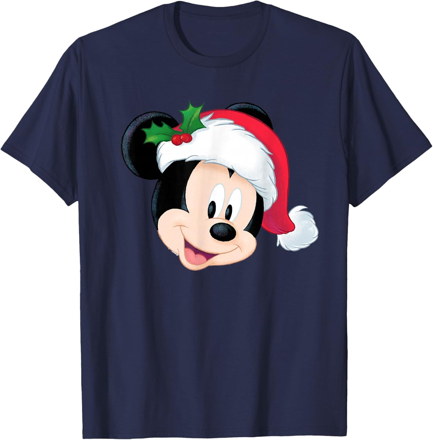 Disney Mickey Mouse in Santa Hat Holiday T-Shirt - T-Shirt | Navy