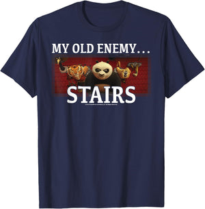 Kung Fu Panda My Old Enemy...Stairs Group Shot Portrait T-Shirt - T-Shirt | Navy