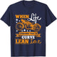 When Life Throws You A Curve Lean Into It-Motorcycle T-Shirt - T-Shirt | Navy