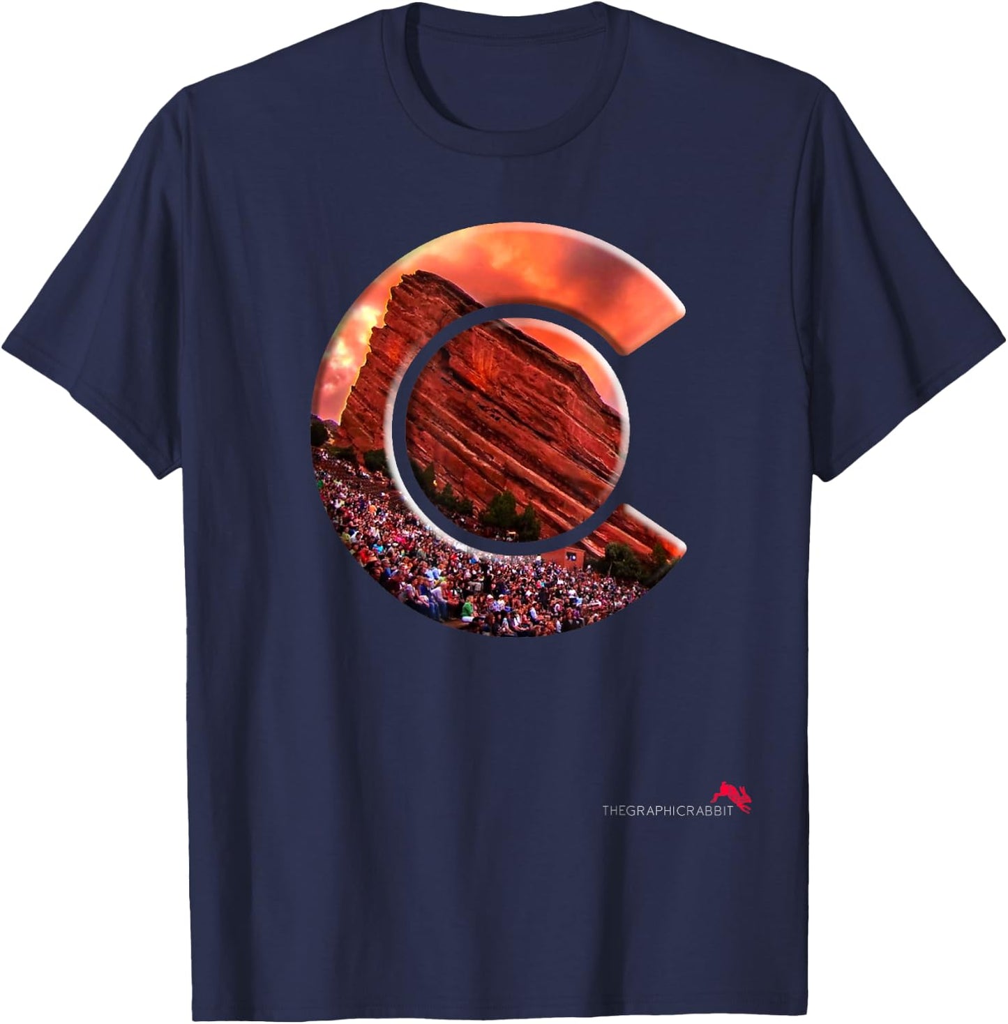 Red Rocks Amphitheater - Colorado State Flag T-Shirt - T-Shirt | Navy