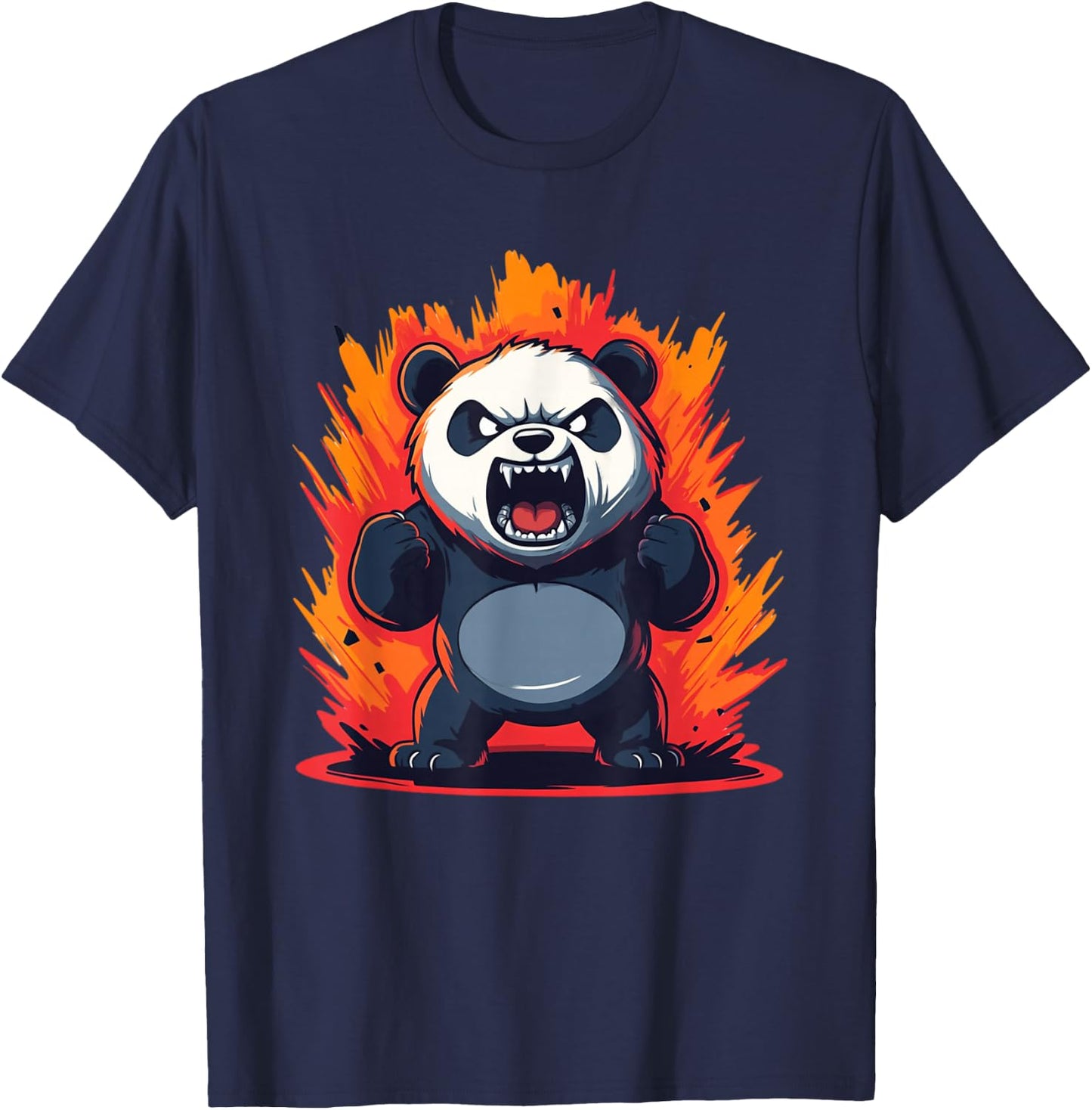 Panda Looking Angry Graphic Funny Panda Kawaii T-Shirt - T-Shirt | Navy