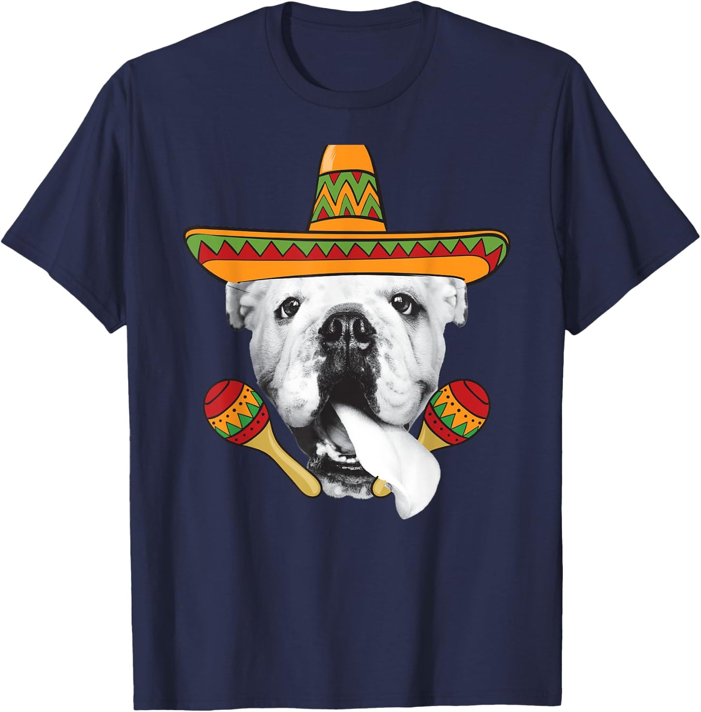 English Bulldog Cinco de Mayo Funny Dog Sombrero Women Girls Kids T-Shirt - T-Shirt | Navy