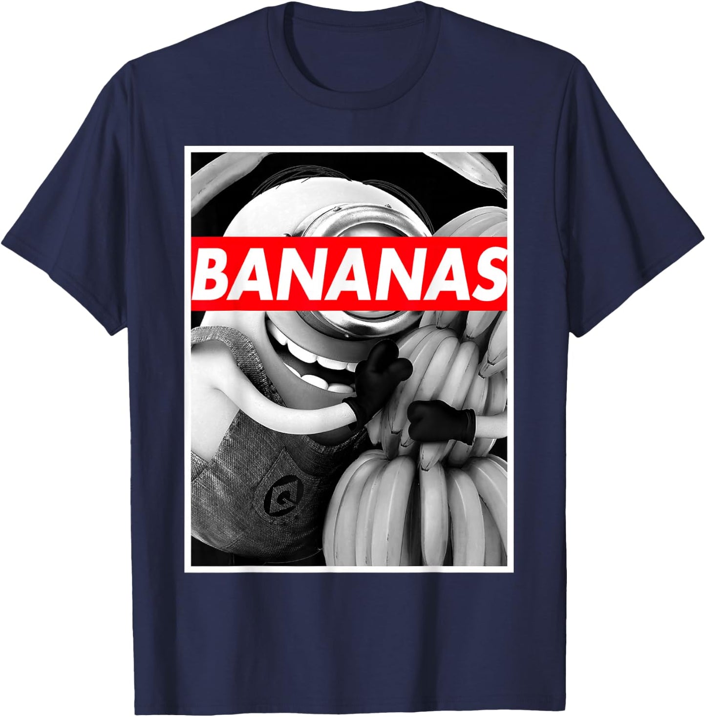 Despicable Me Minions Stuart Hugs Bananas Graphic T-Shirt - T-Shirt | Navy