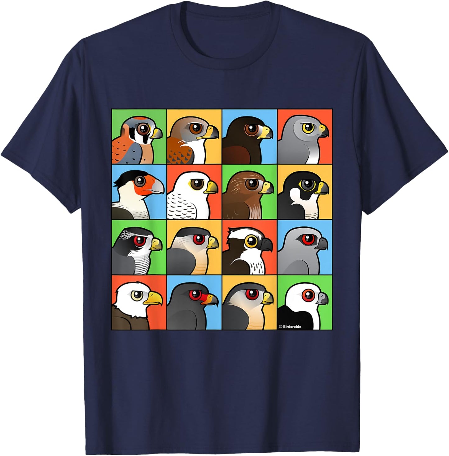 Birds of Prey with 16 Different Birdorable Raptors T-Shirt - T-Shirt | Navy