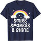 Smile Sparkle Shine- Rainbow with Clouds T-Shirt - T-Shirt | Navy