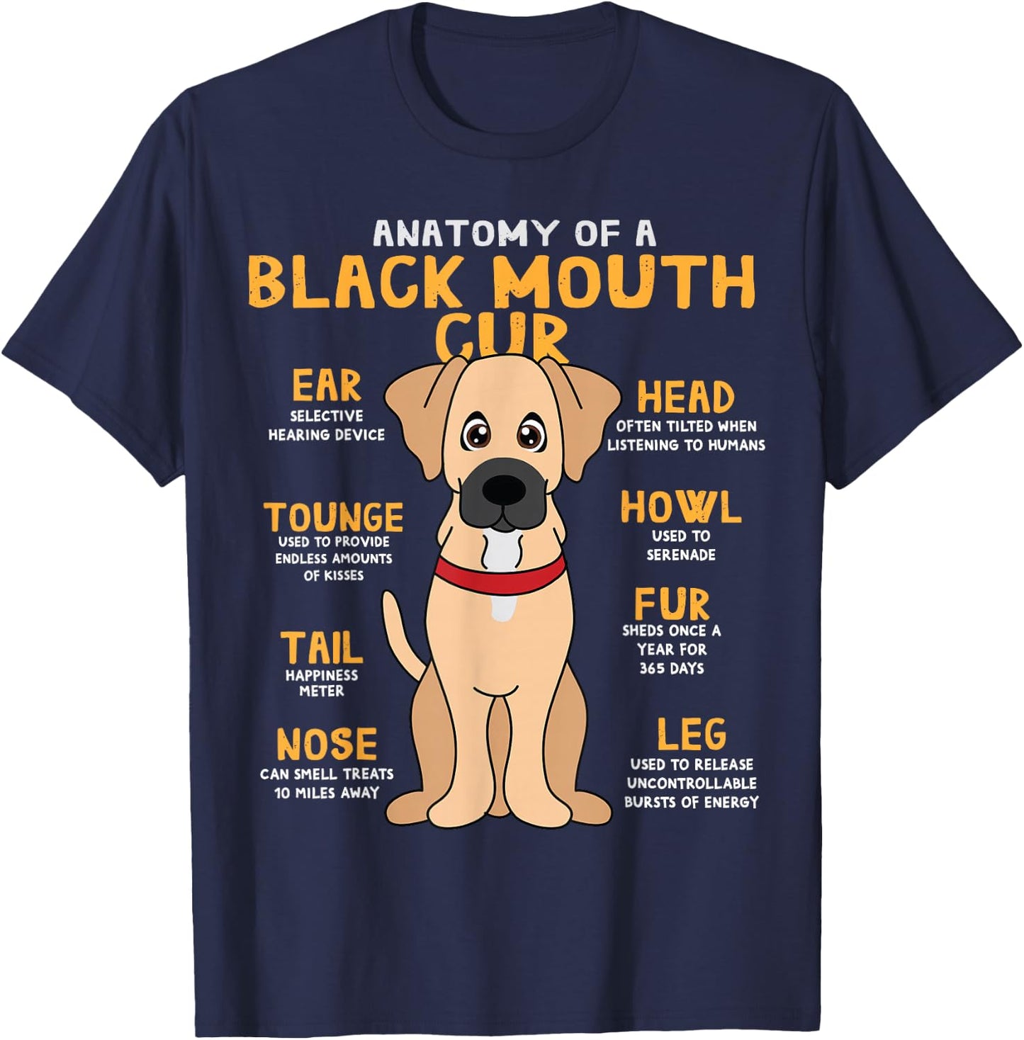Black Mouth Cur Funny Anatomy Gift Black Mouth Cur T-Shirt - T-Shirt | Navy