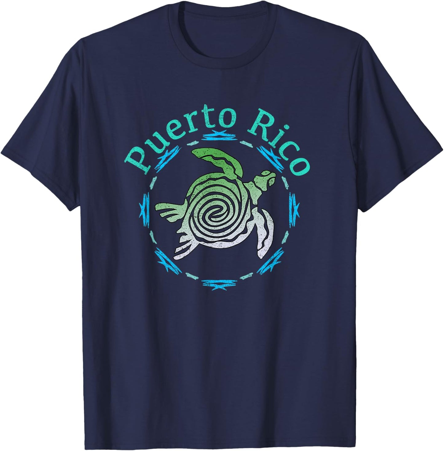 Puerto Rico Vintage Tribal Turtle Gift T-Shirt - T-Shirt | Navy