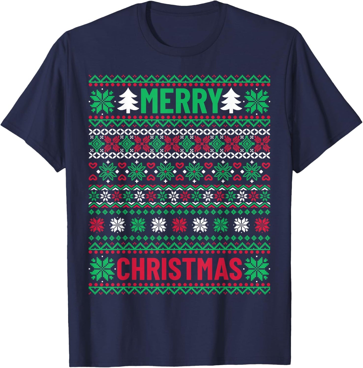 Christmas for Ugly Sweater Style Merry Christmas T-Shirt - T-Shirt | Navy
