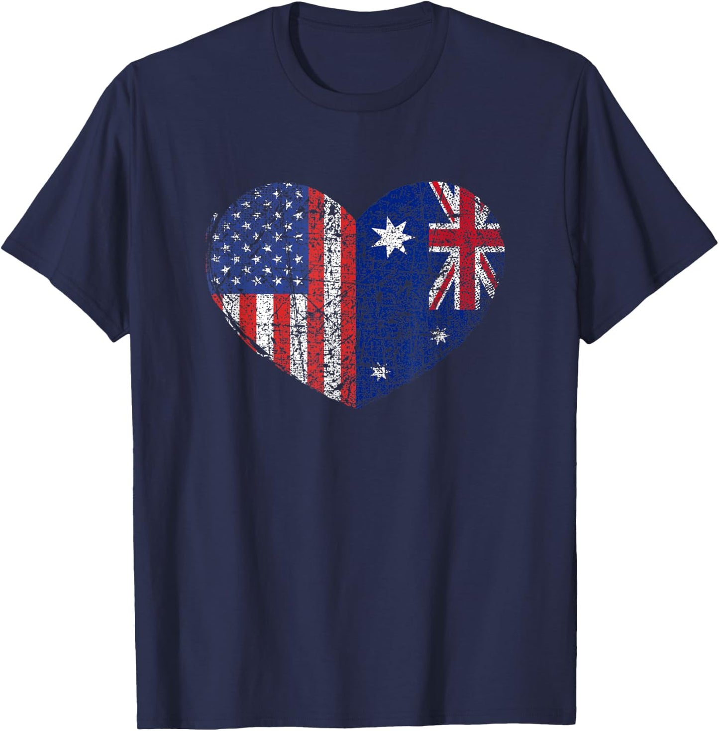 USA Australia Heart - Dual Citizenship T-Shirt - T-Shirt | Navy