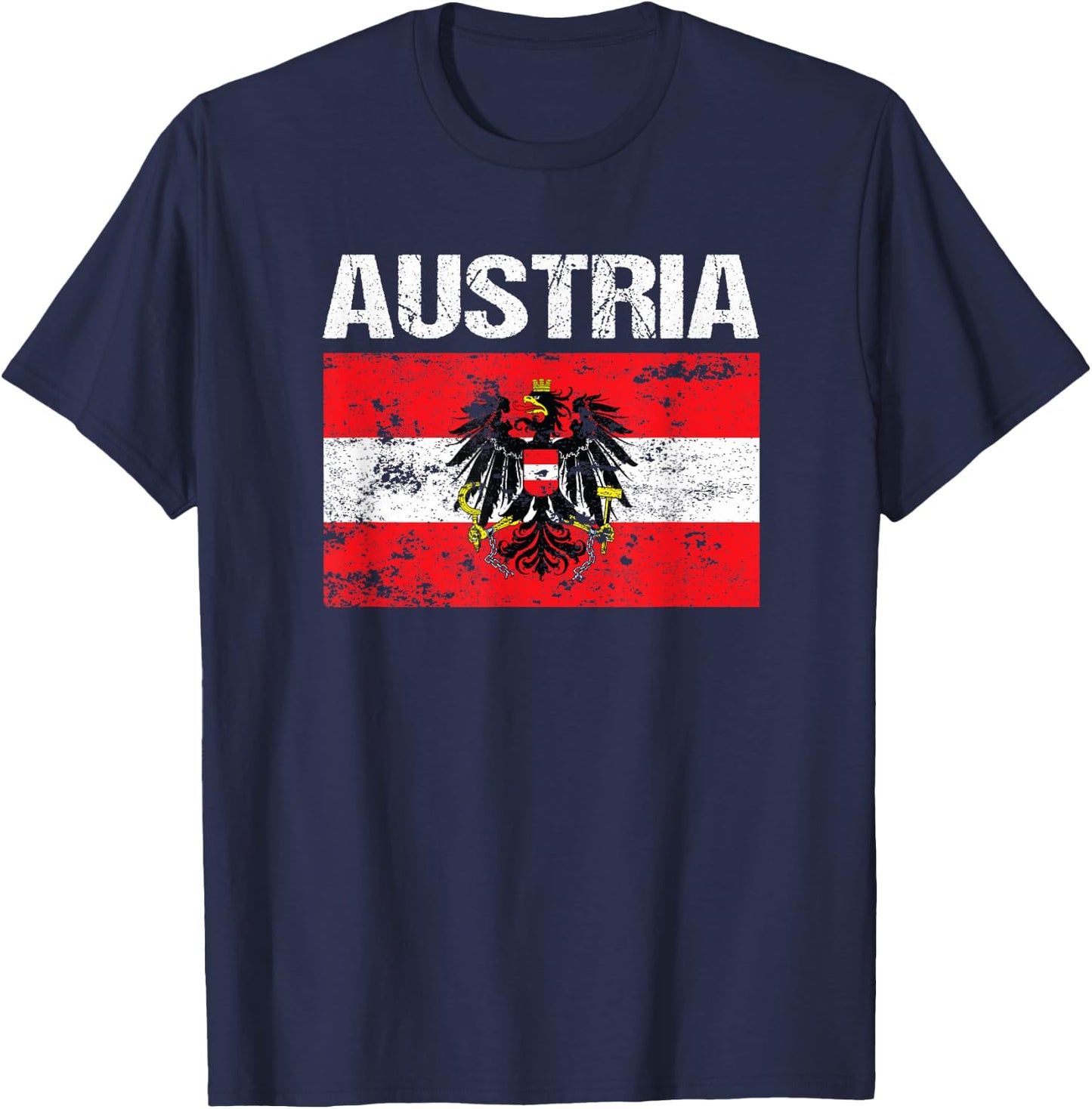 Austrian Flag Austria Vienna Land der Berge Eagle T Shirt T-Shirt - T-Shirt | Navy