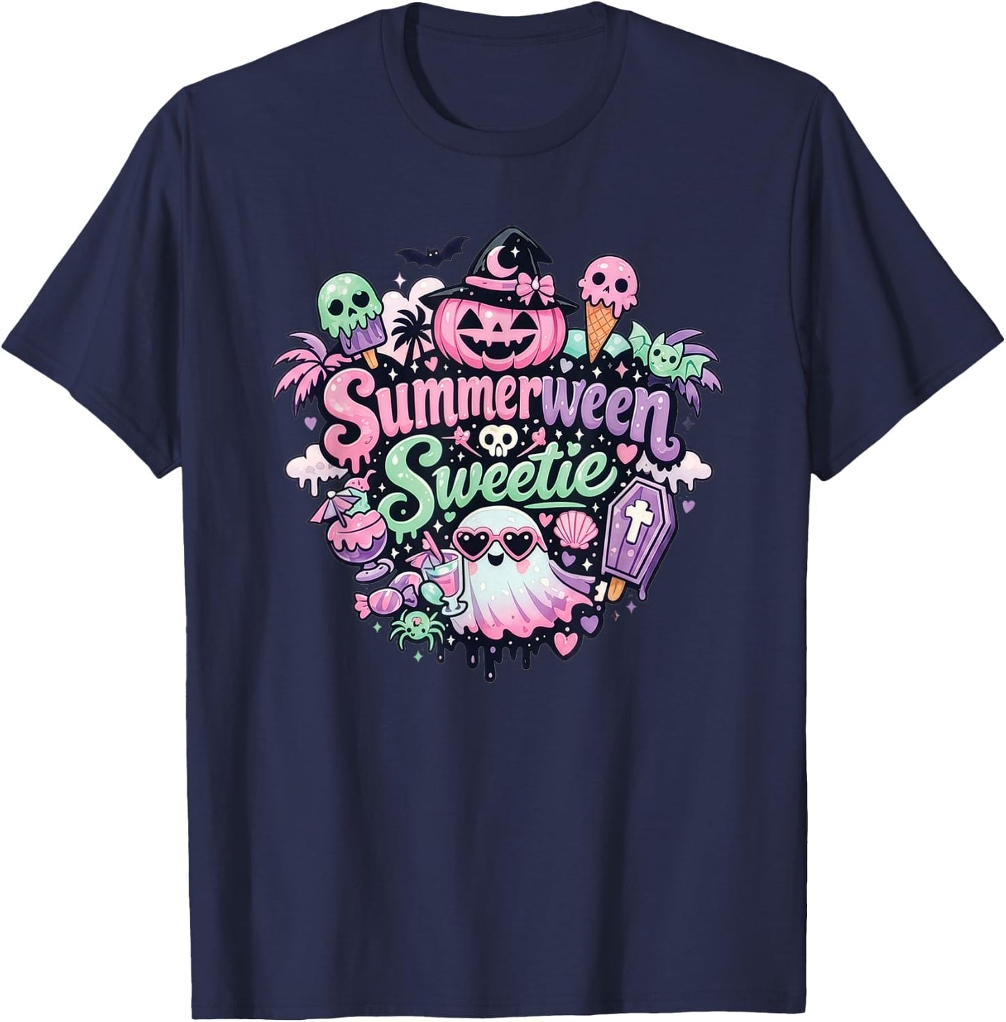Summerween Sweetie Cute Halloween Pastel Gothic Design T-Shirt - T-Shirt | Navy
