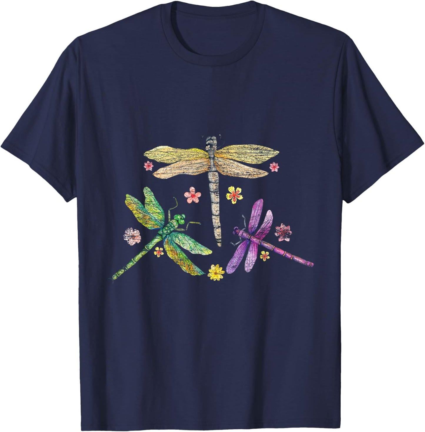Dragonfly Shirts -Adults Black Modern Dragonfly T-Shirt - T-Shirt | Navy