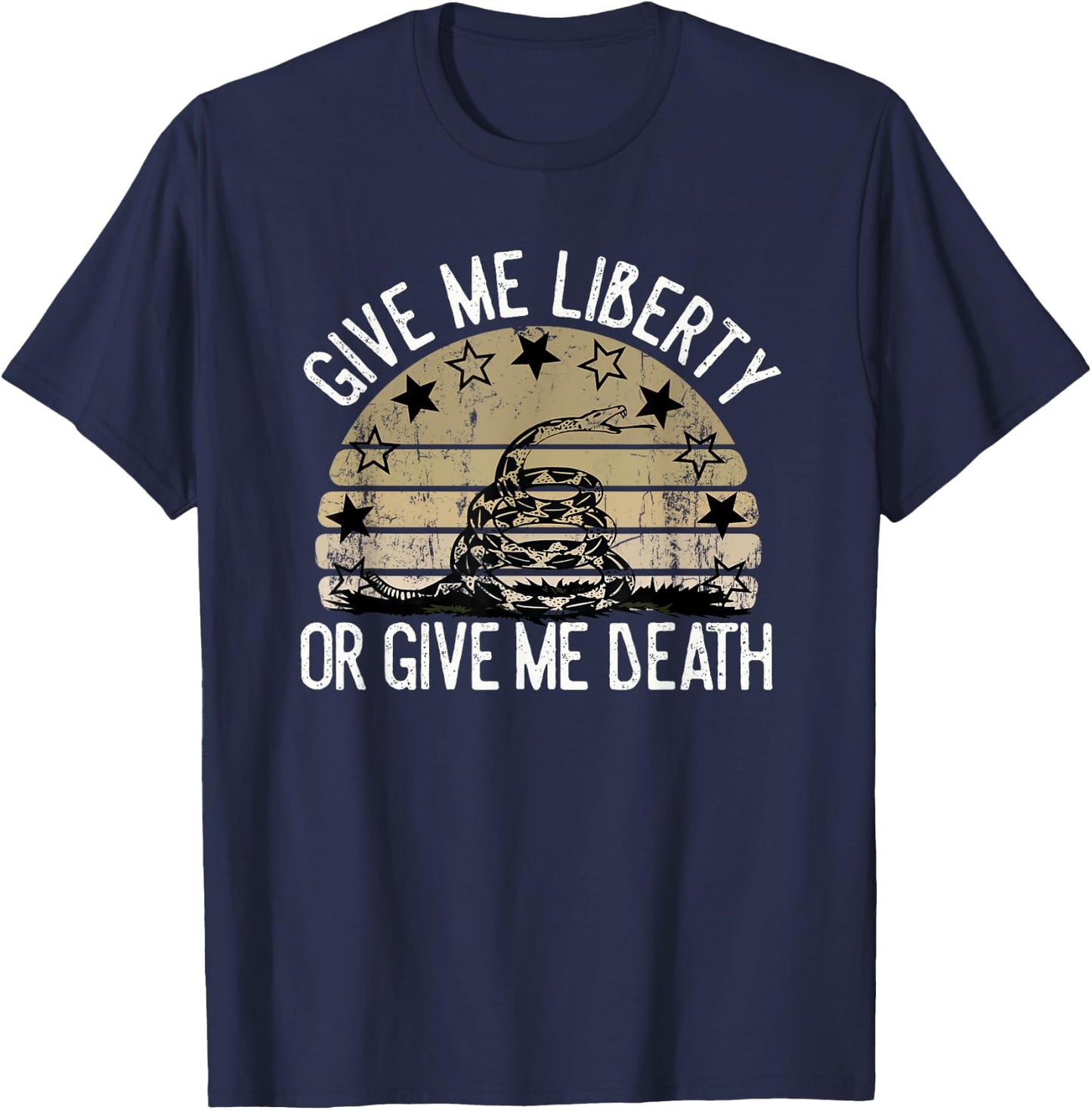 Vintage Give Me Liberty Or Give Me Death Men Women Gift T-Shirt - T-Shirt | Navy