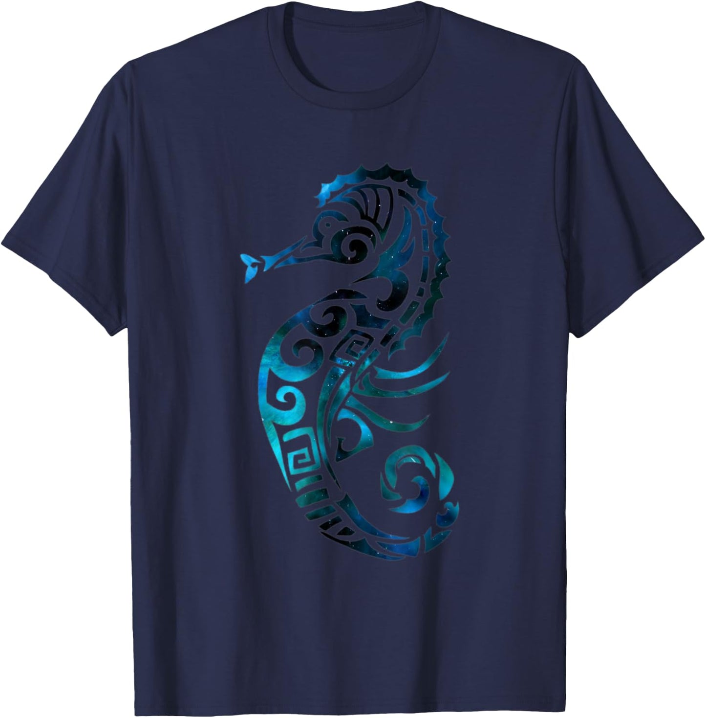 Turquoise seahorse ocean design T-Shirt - T-Shirt | Navy