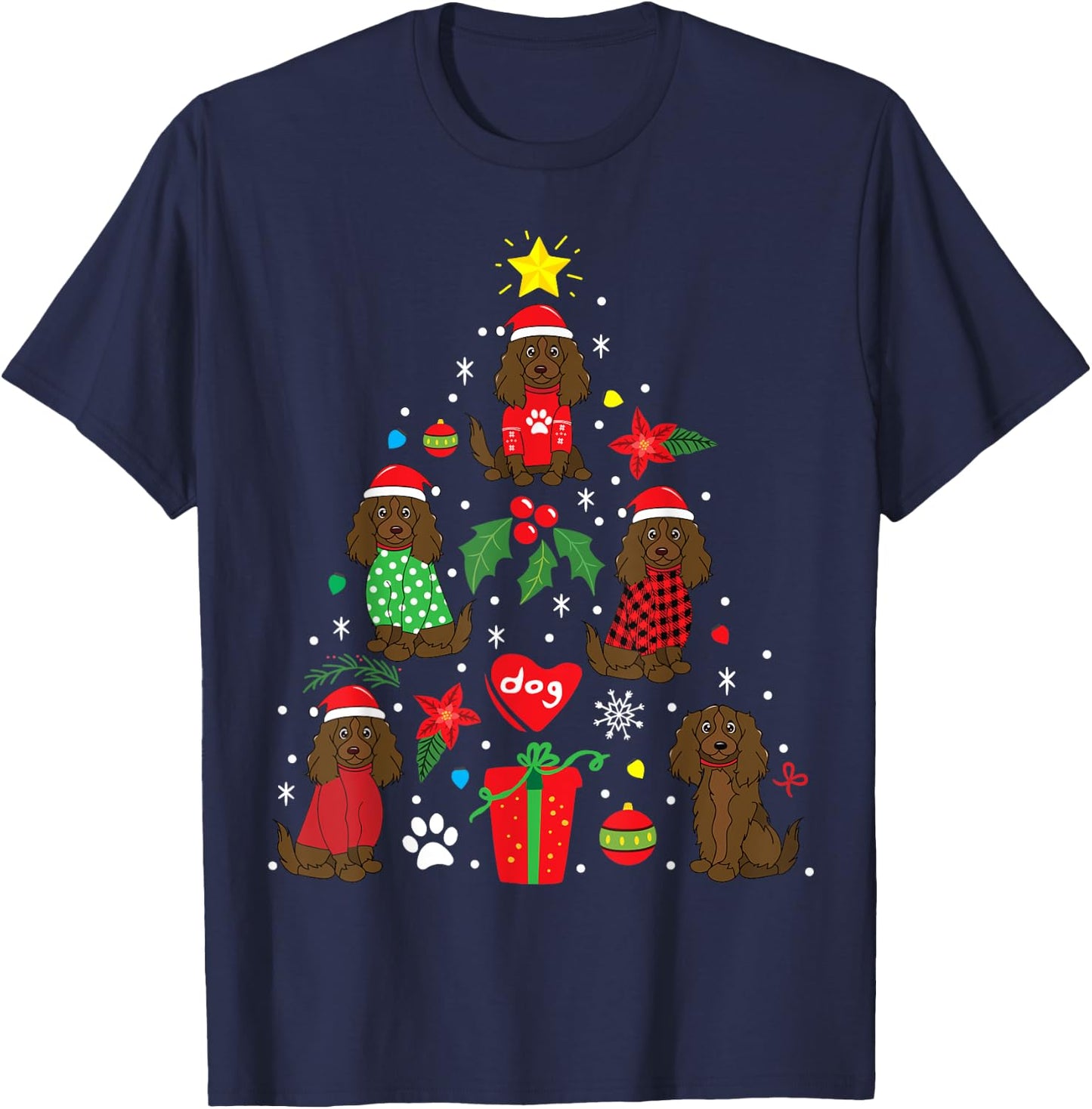 Boykin Spaniel Christmas Funny Dog Gift T-Shirt - T-Shirt | Navy