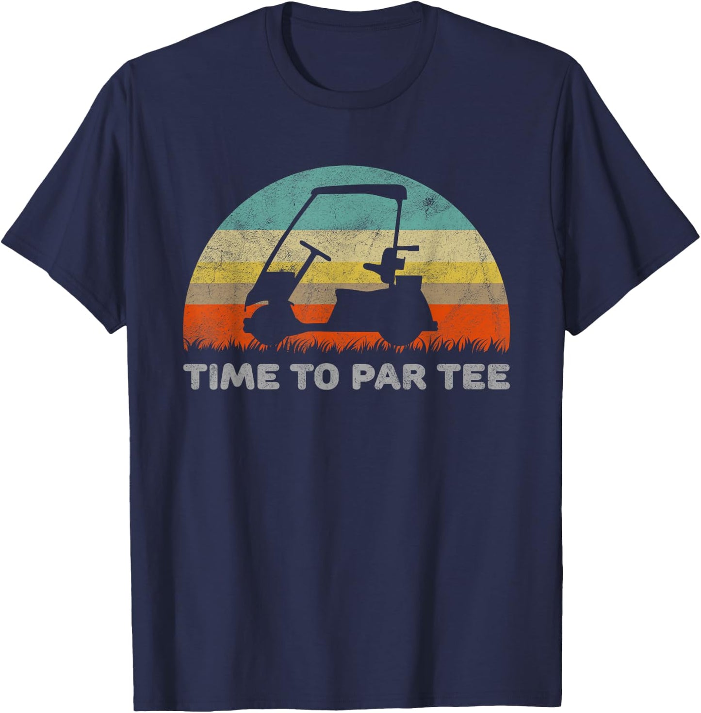 Funny Retro Style Golf Cart With Time To Par Pun T-Shirt - T-Shirt | Navy