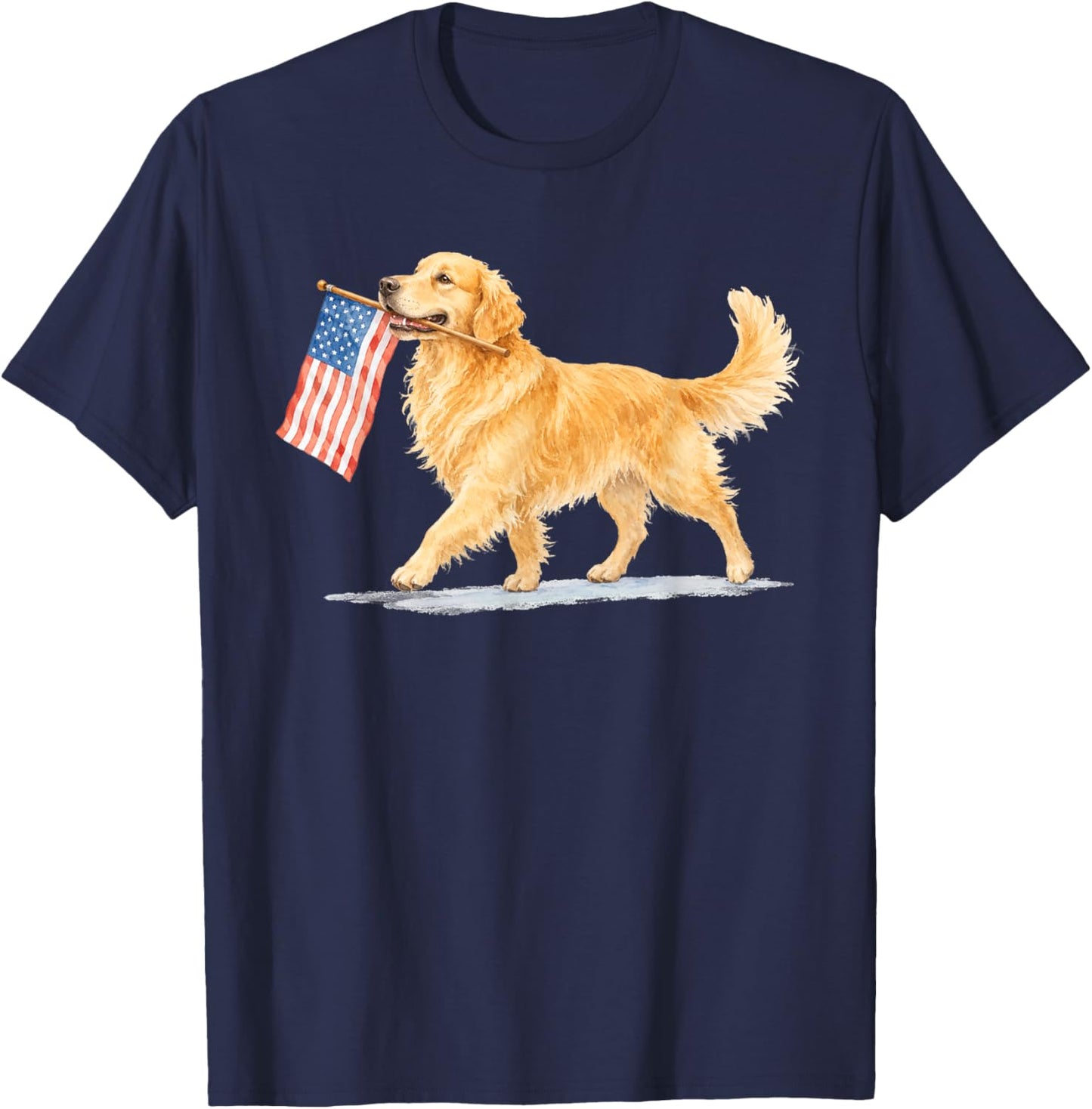 Golden Retriever American Flag Golden Retriever 4Th of July T-Shirt - T-Shirt | Navy