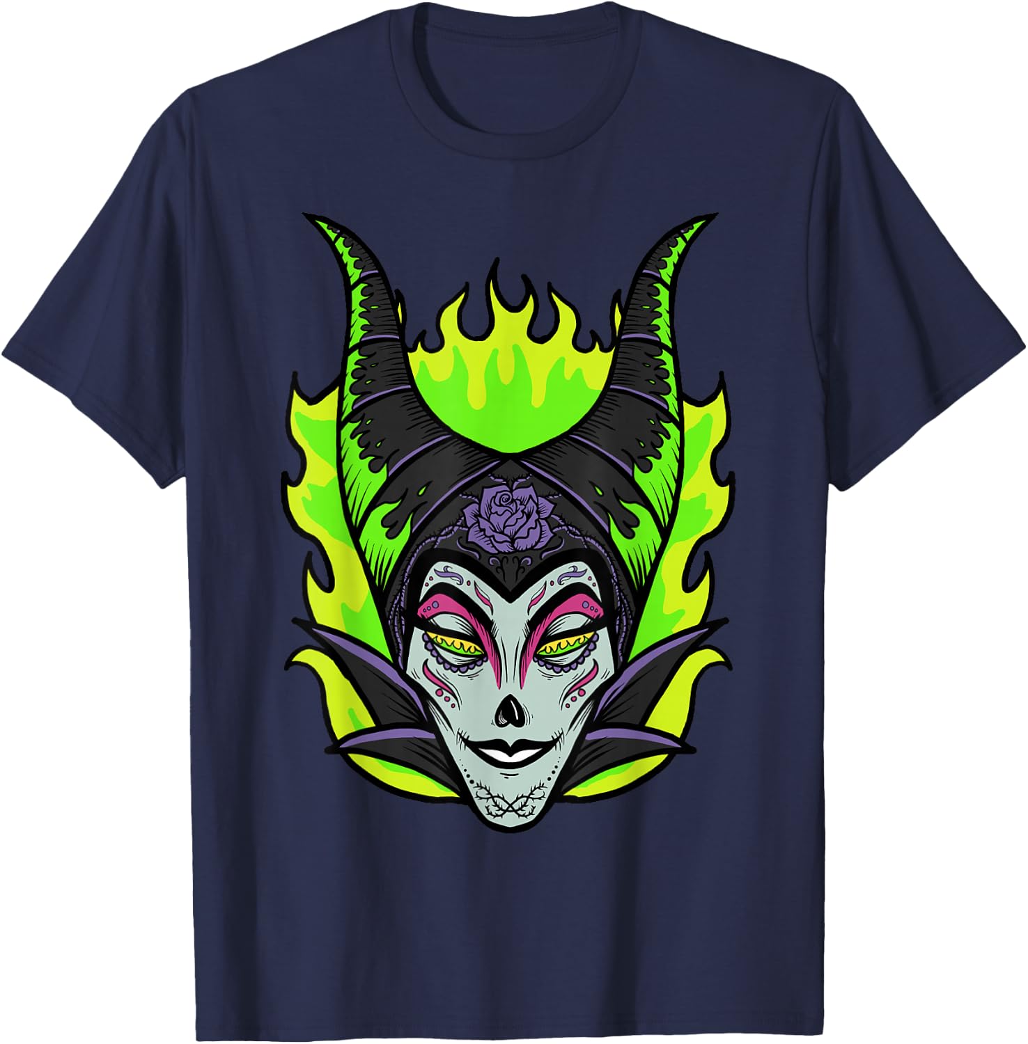 Disney Sleeping Beauty Maleficent Sugar Skull T-Shirt - T-Shirt | Navy