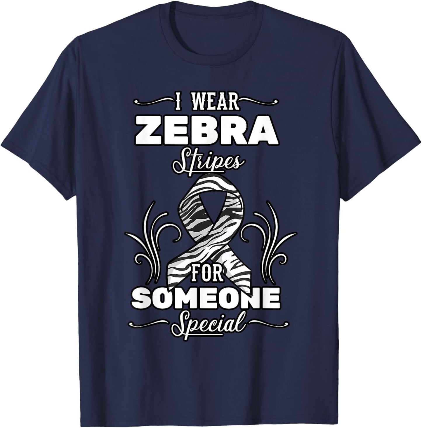 I Wear Zebra Stripes For Someone Special Carcinoid Cancer T-Shirt - T-Shirt | Navy