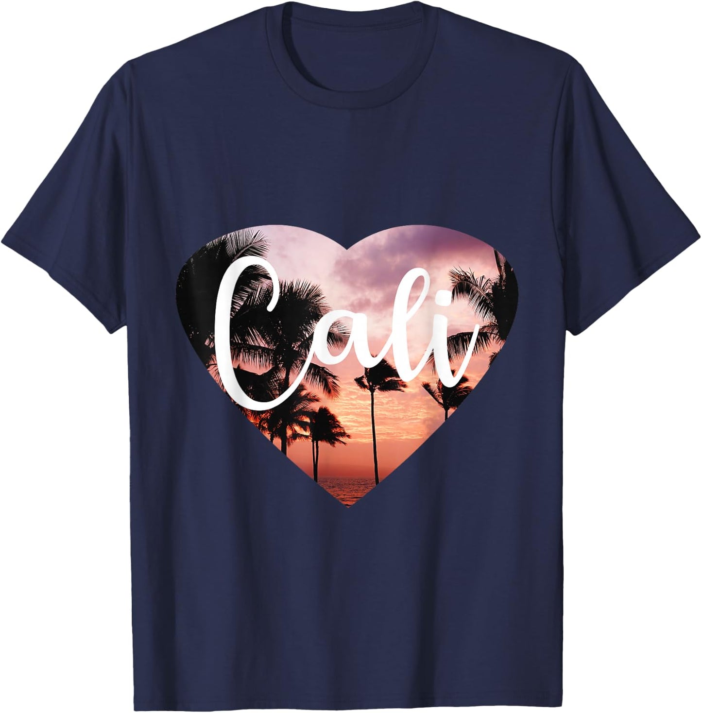 Premium California Cali Heart T-Shirt - T-Shirt | Navy