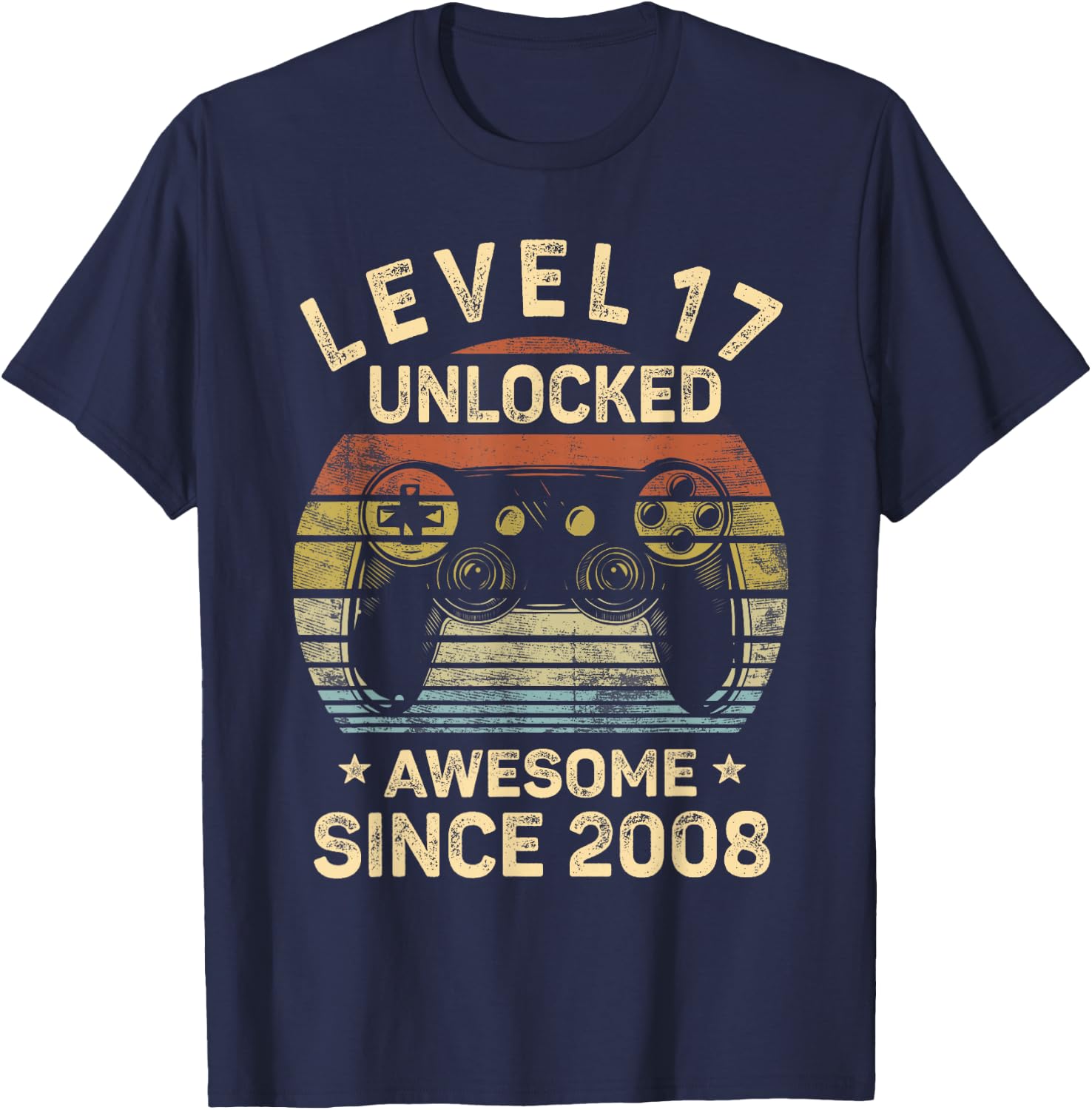 Level 17 Unlocked 17th Birthday 17 Year Old Gifts Gamer Bday T-Shirt - T-Shirt | Navy