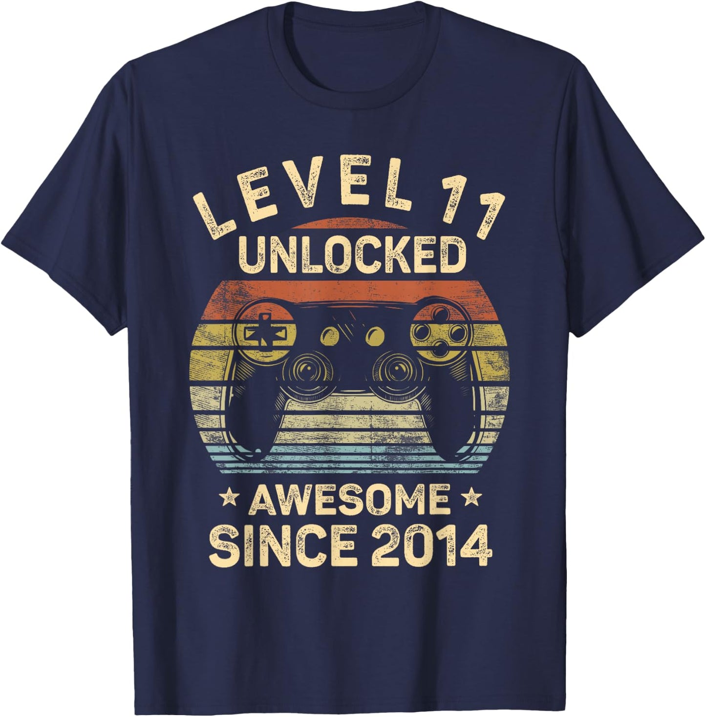 Level 11 Unlocked 11th Birthday 11 Year Old Gifts Gamer Bday T-Shirt - T-Shirt | Navy