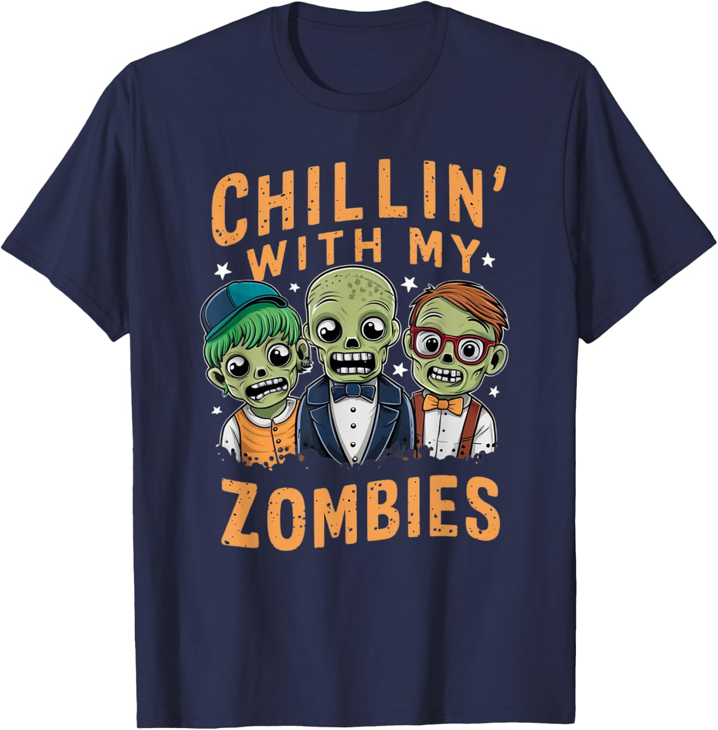 Chillin With My Zombies Cute Zombie T-Shirt - T-Shirt | Navy