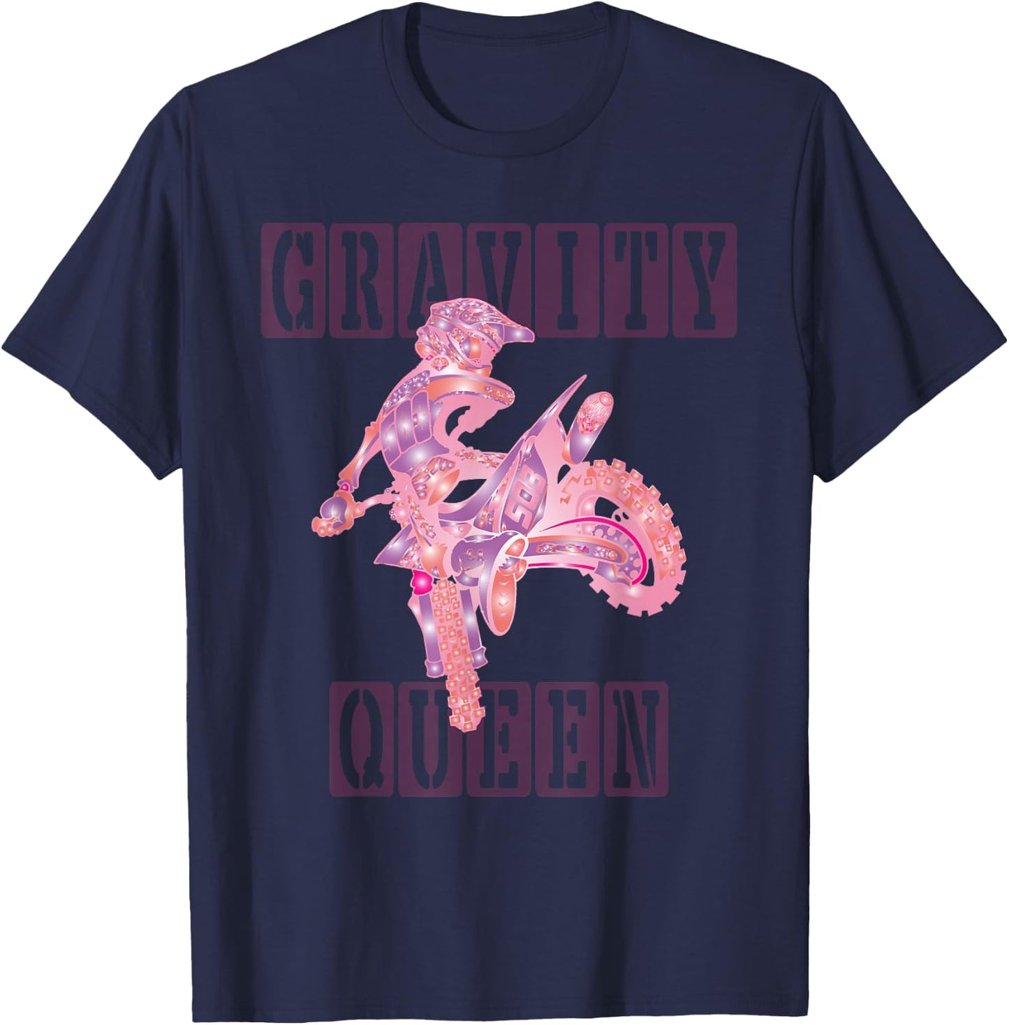 Dirt Bike Rider | Gravity Check | Motocross | Gravity Queen T-Shirt - T-Shirt | Navy