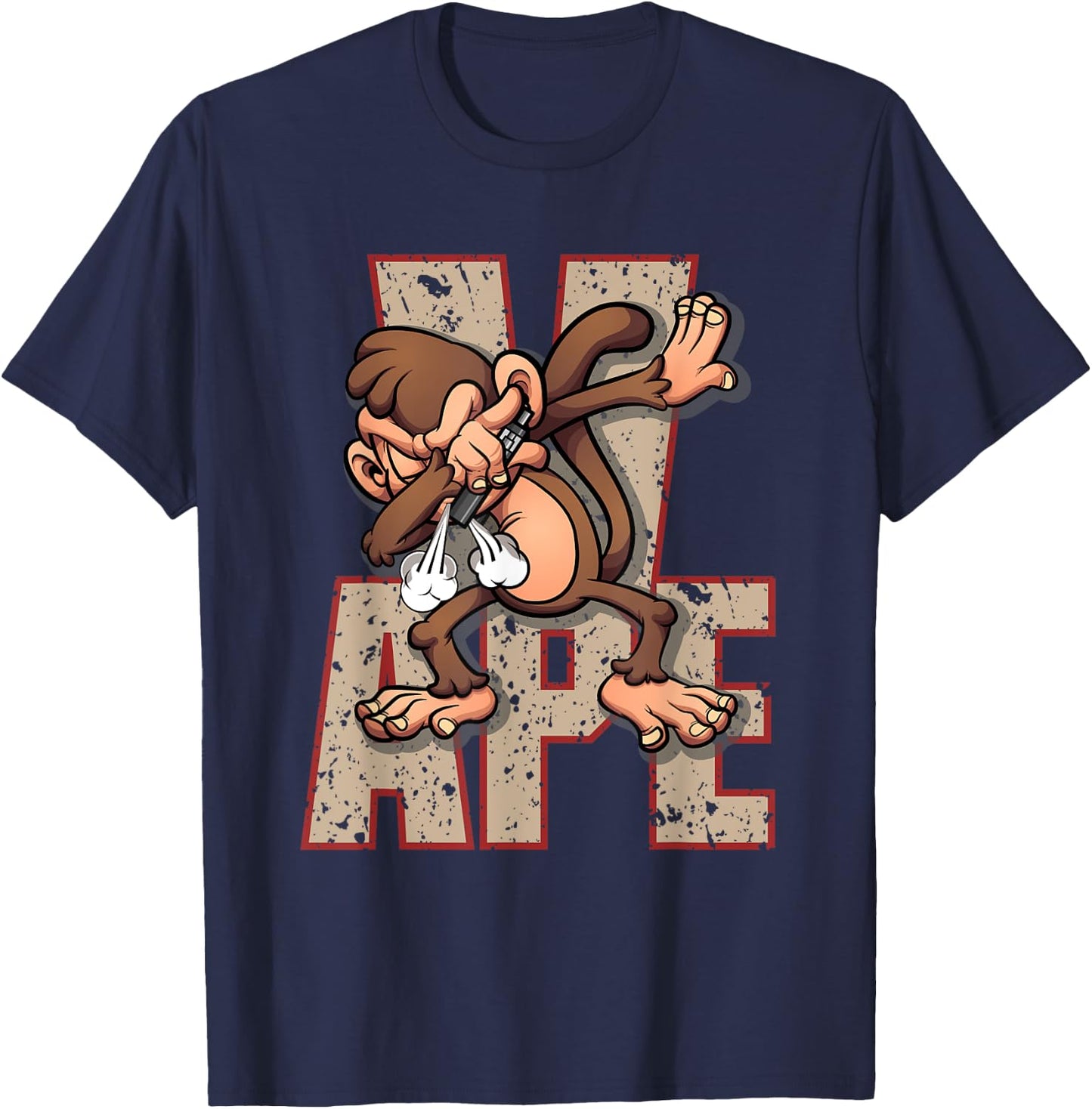 Vaping Dabbing Exhale Ape Smoking Monkey Ecig Vapor T-Shirt - T-Shirt | Navy