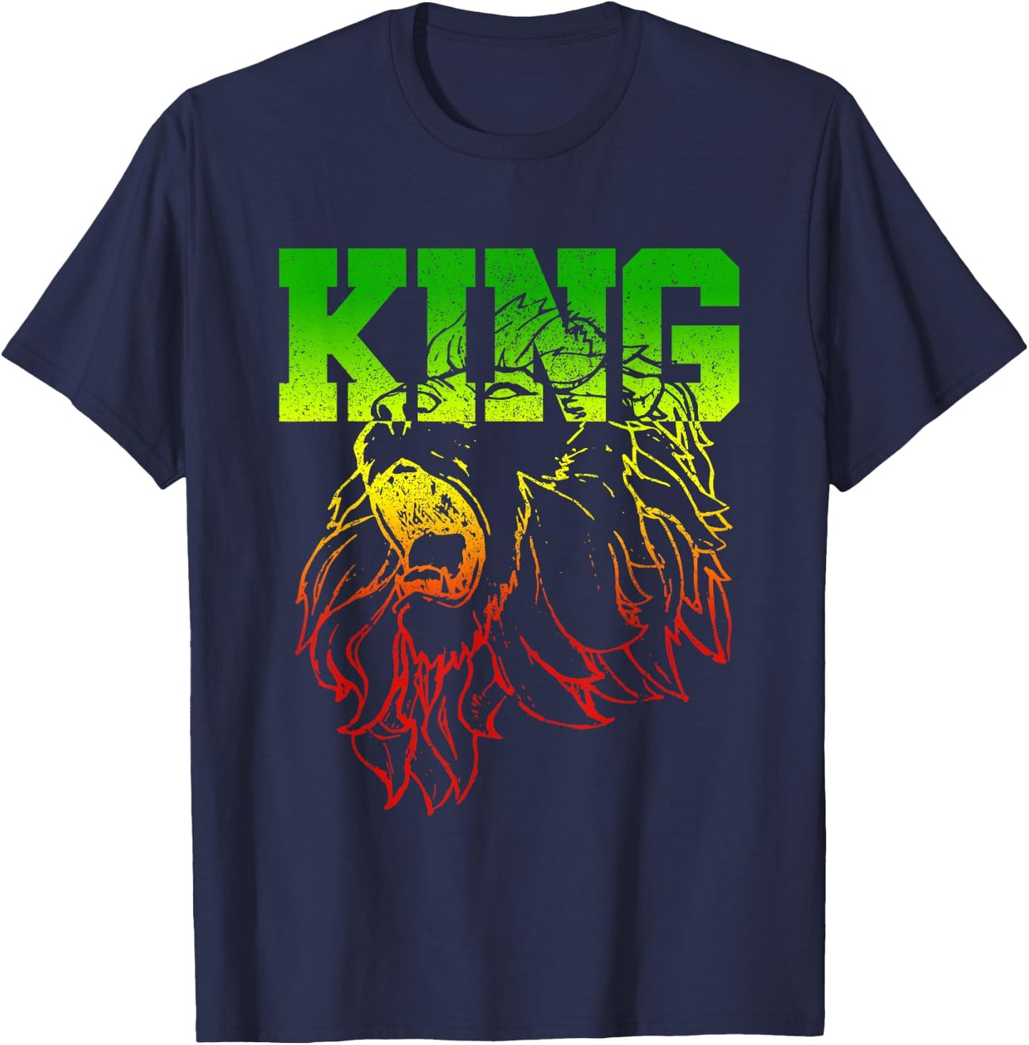 Lion Of Judah - King Reggae Music Rasta Shirt Gift T-Shirt - T-Shirt | Navy