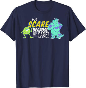 Disney Pixar Monsters Inc Scare Because We Care T-Shirt - T-Shirt | Navy