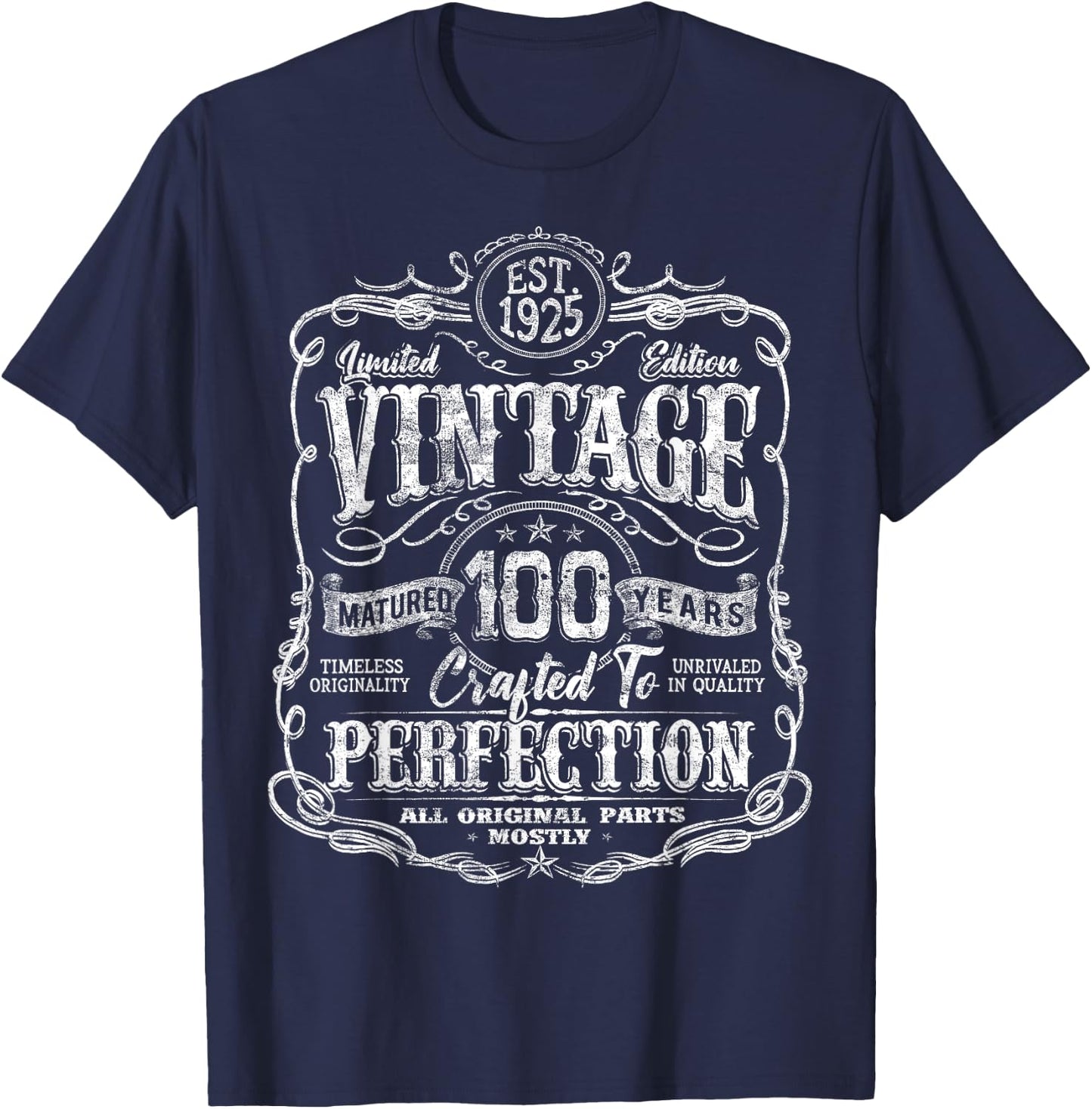 Vintage 1925 Limited Edition 100 year old 100th Birthday T-Shirt - T-Shirt | Navy