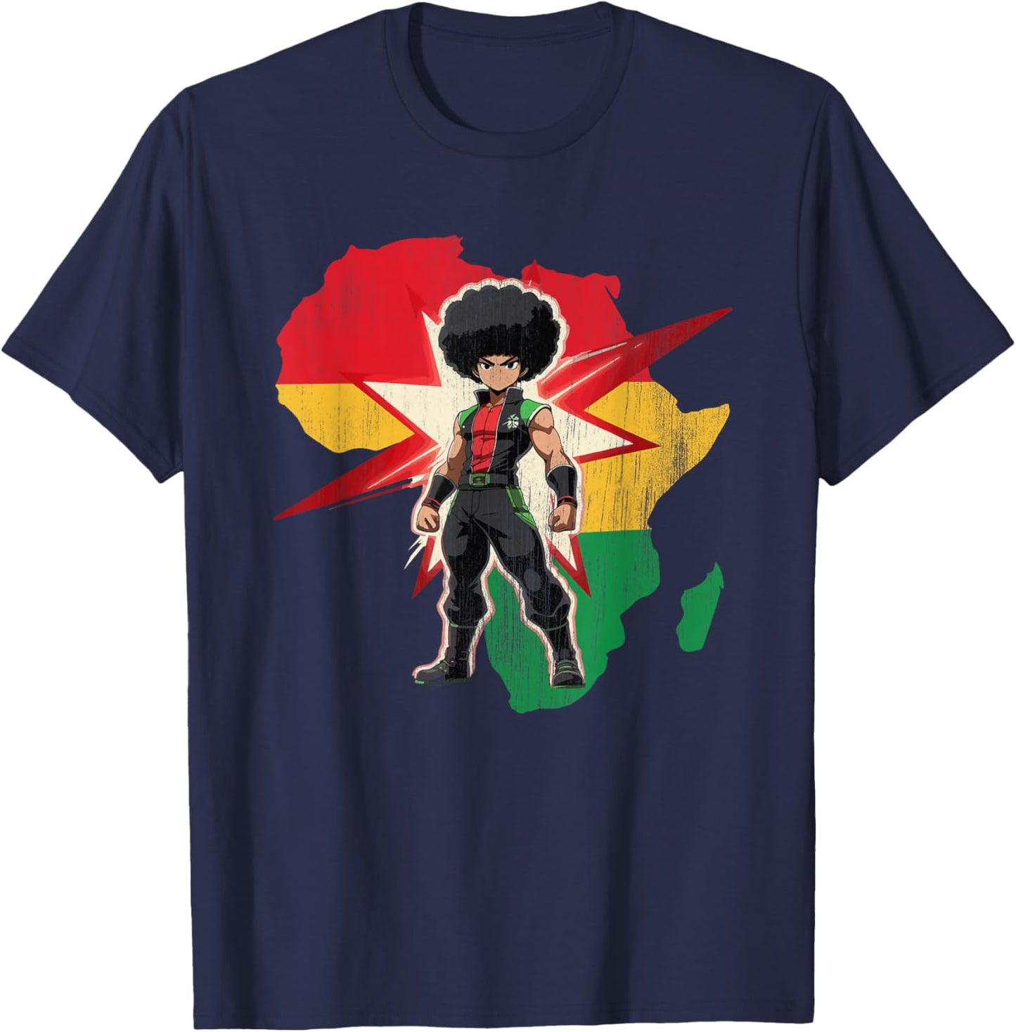 Juneteenth Anime Manga Characters, African Culture Otaku T-Shirt - T-Shirt | Navy