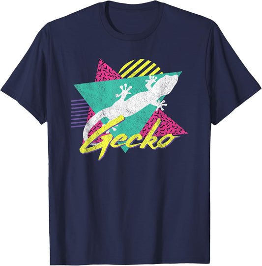 Vintage Retro 80s Or 90s Gecko Lizard T-Shirt - T-Shirt | Navy