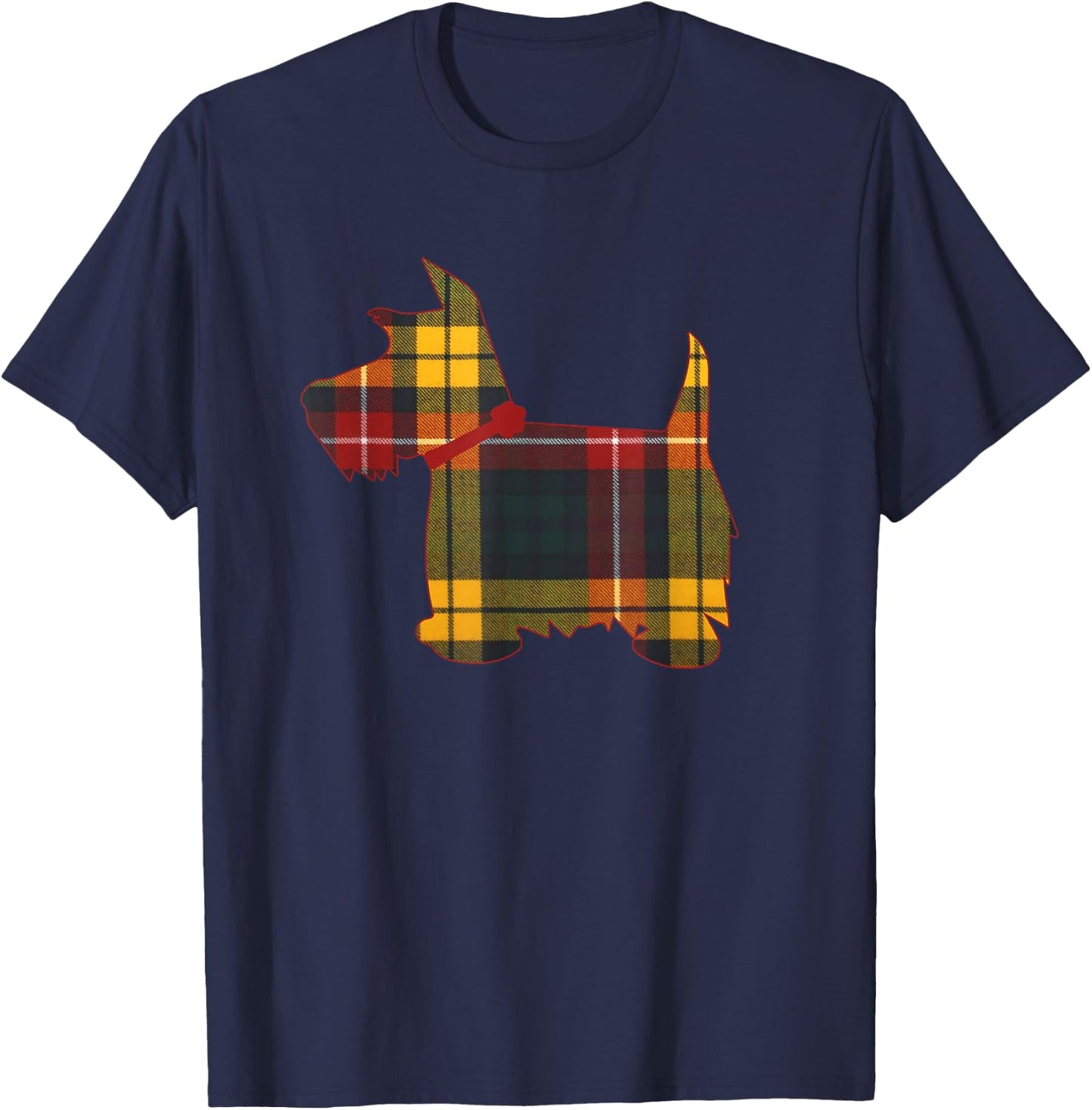 Scottie Dog Scottish Terrier T Shirt Buchanan Tartan Plaid T-Shirt - T-Shirt | Navy