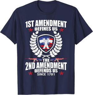 First Amendment Defines Us The Second Defends Gun Te T-Shirt - T-Shirt | Navy